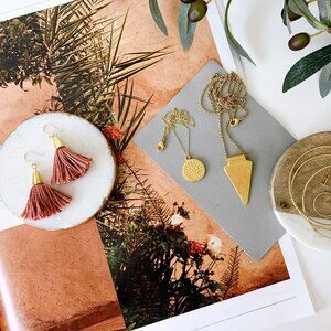 Natalie Borton 'Bridget' Tassel Earrings in 'Dusty Rose'